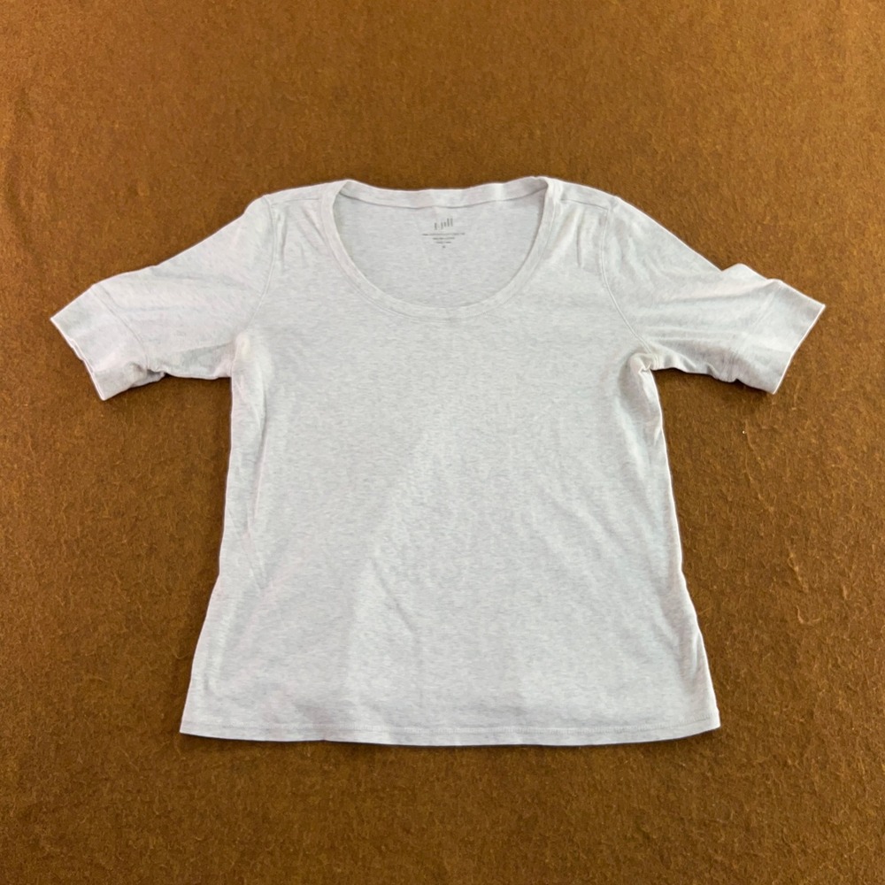 J. Jill Womens Medium Gray Pima Cotton Elbow Sleeve Scoop Neck T-Shirt New